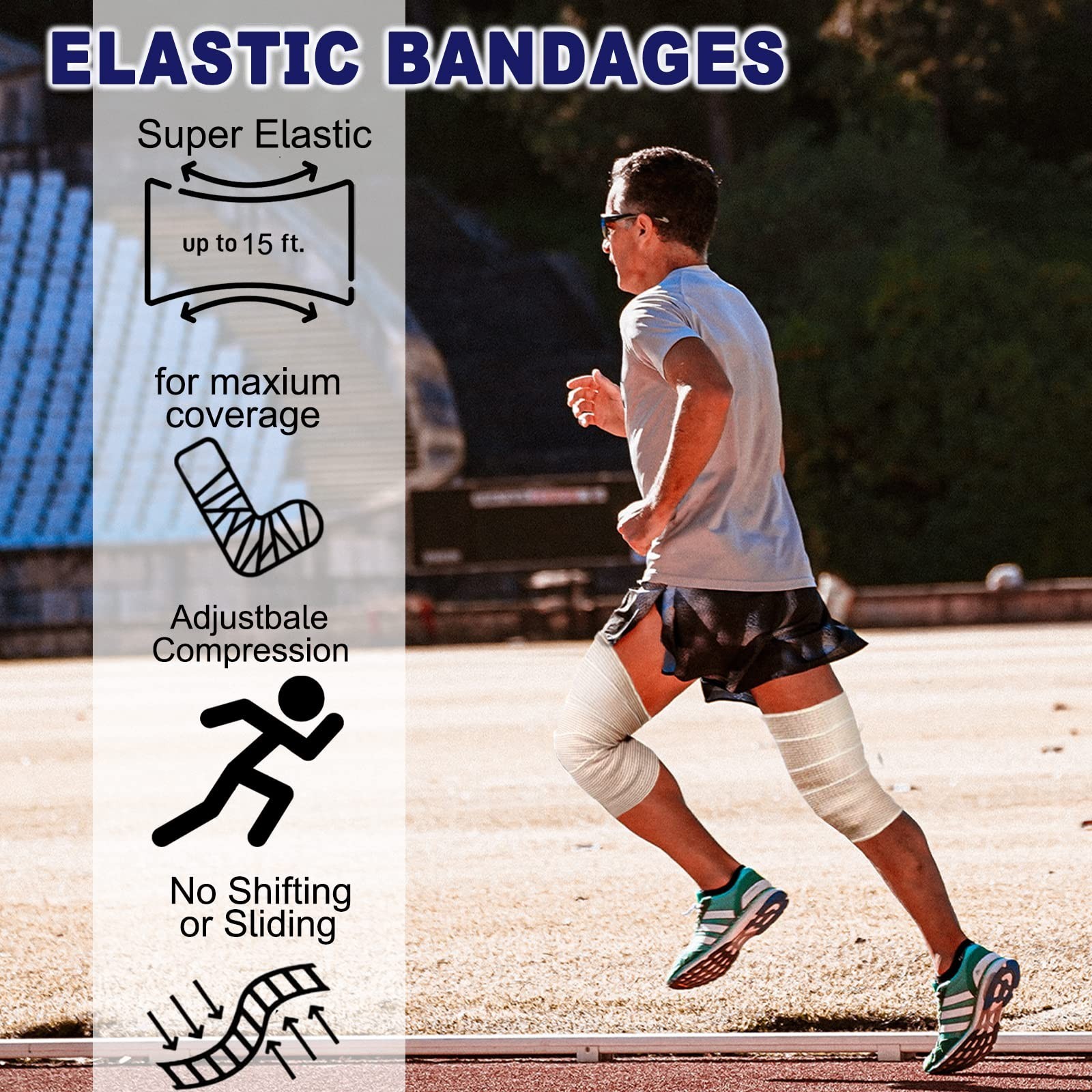 24 Pack Self-Adhesive Elastic Bandage Wraps – Compression, Hook & Loop Closure,