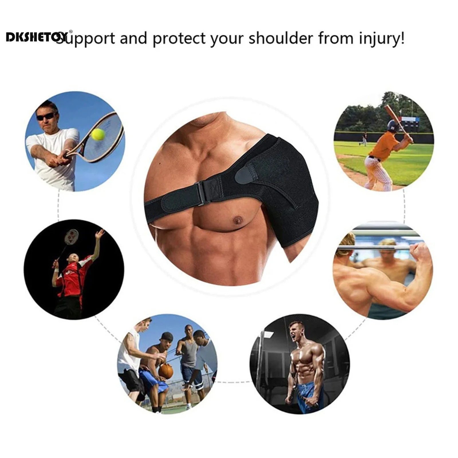 Support Brace for Torn Rotator Adjustable Shoulder Belt Wrap Compression Sleeves