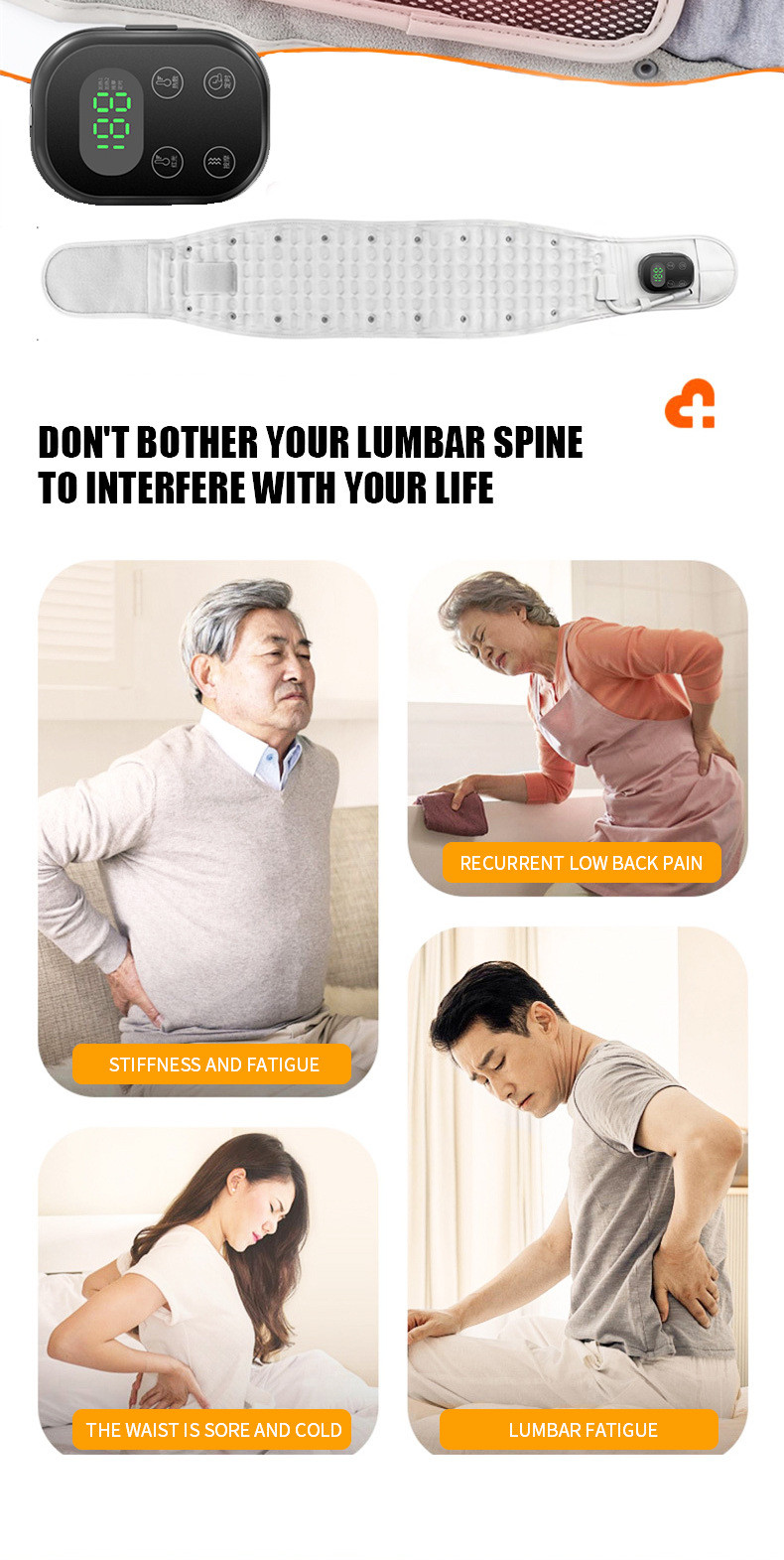 Inflatable Heating Massage Decompression Belt Lumbar for Lower Back Pain Relief