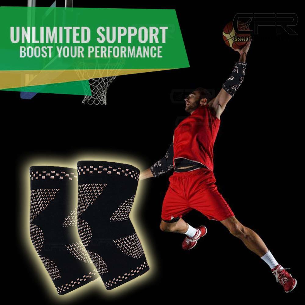 Copper Elbow Brace Support Compression Sleeve Arthritis Joint Pain Band Workout