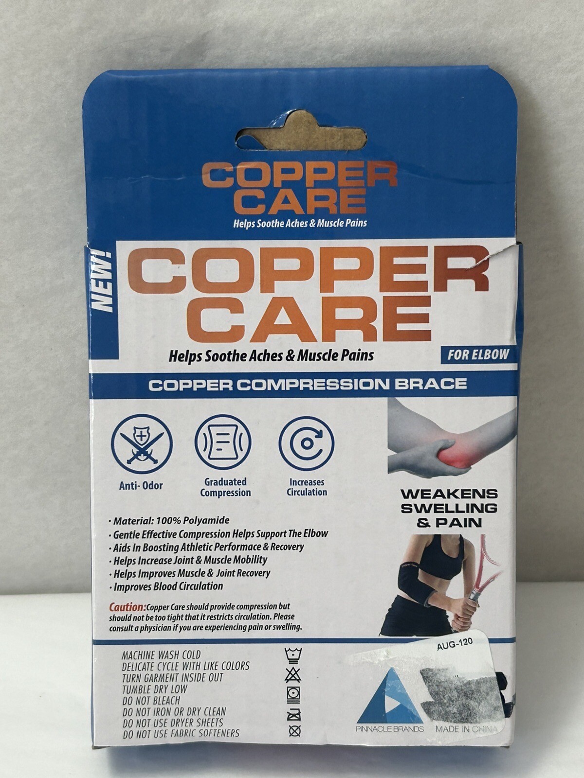 Copper Care Copper Compression Brace for Elbow 1 Pack Adult One Size Fits Most