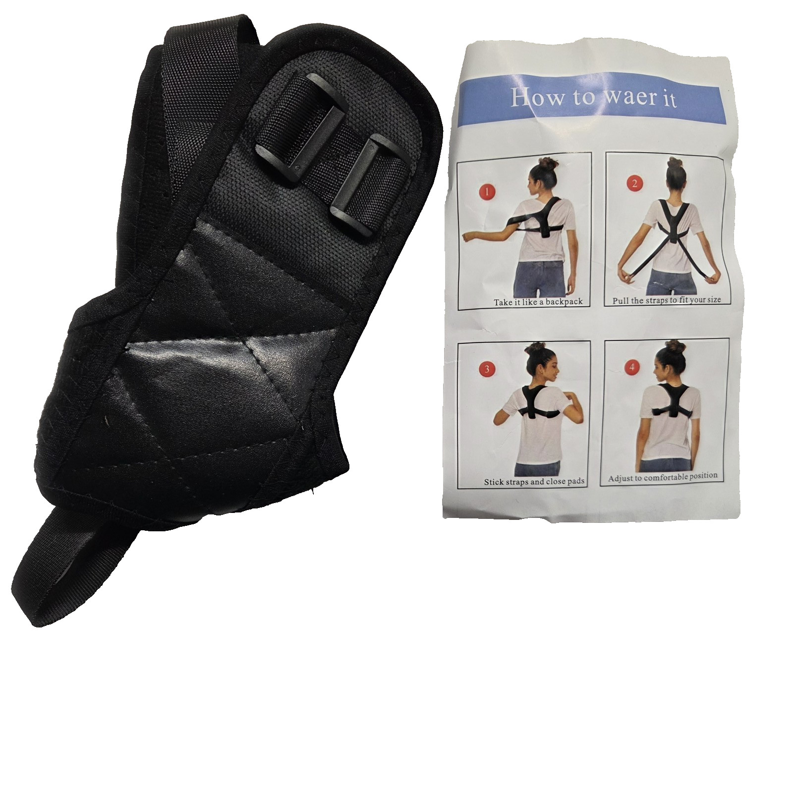 New Adjustable Breathable Upper Back Brace Posture Corrector for Unisex – Black