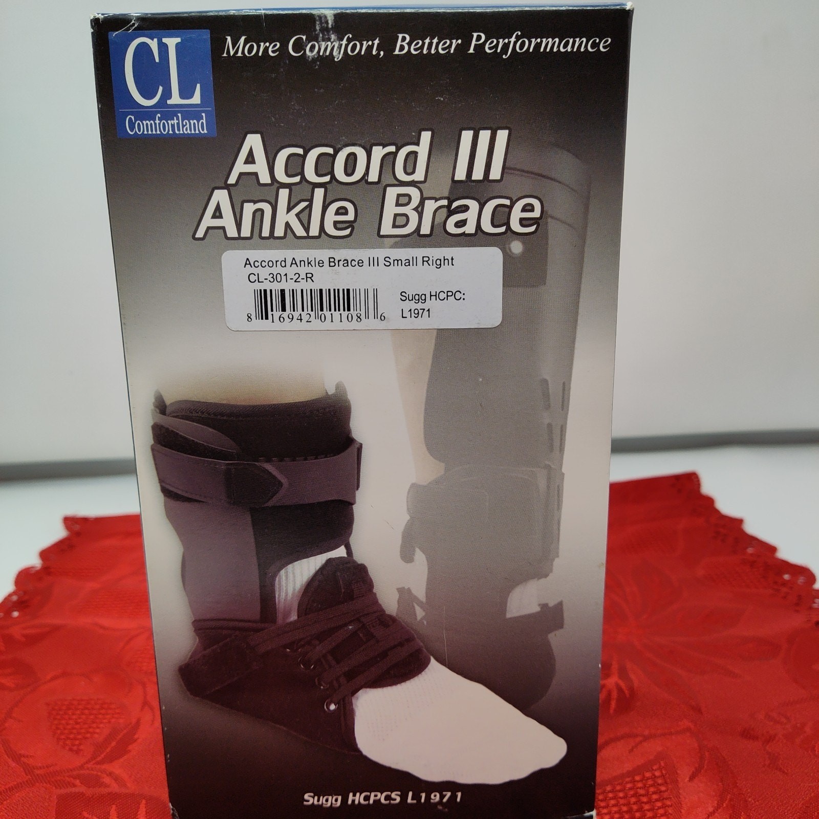 SR New Comfortland Accord Ankle Brace III Sm Right Foot CL-301-2-R Black Small