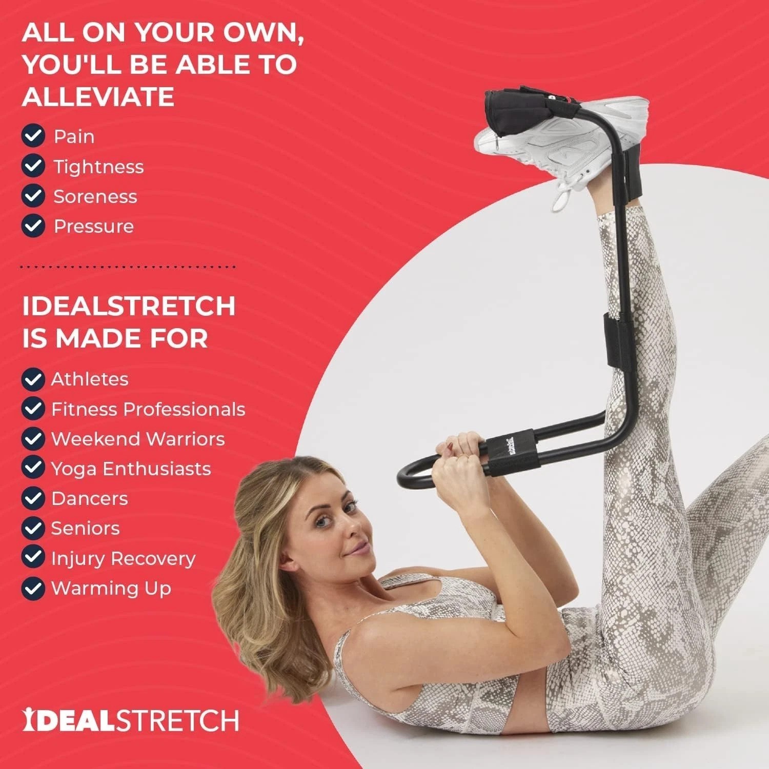 – Hamstring, Lower Back & Calf Stretcher – Knee Extension & Pain Relief