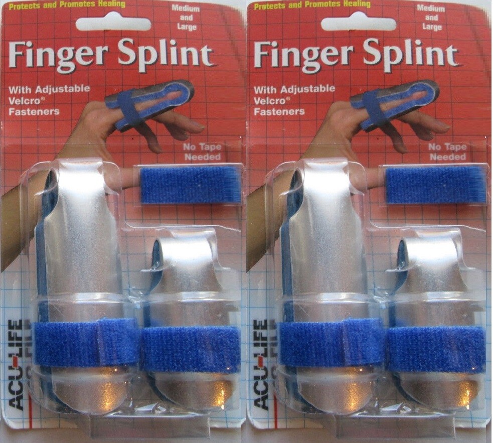 2 SETS ACU-LIFE FINGER SPLINTS VEL FASTENERS NO TAPE NEEDED FREE SHIPPING US NEW
