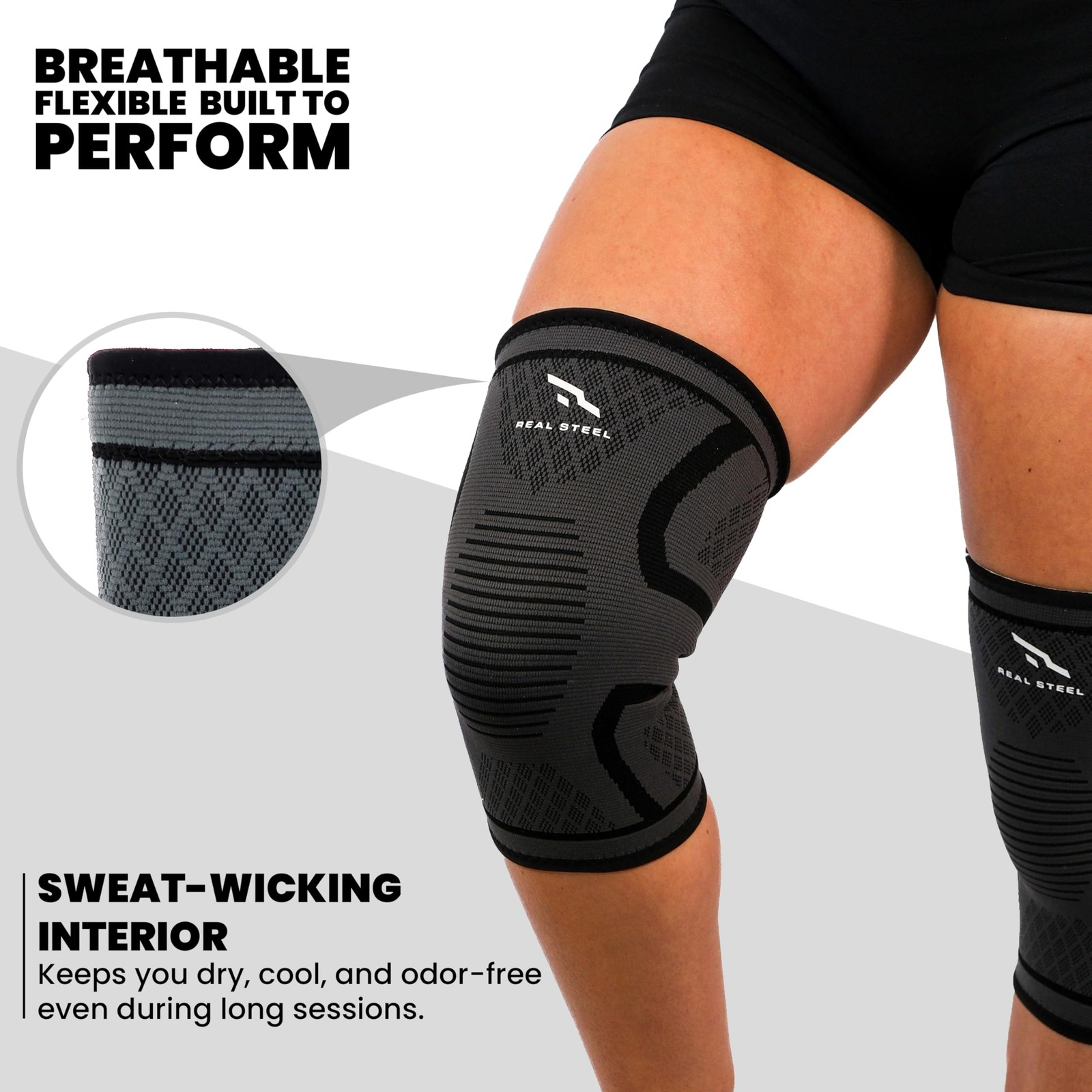 Real Steel Compression Knee Brace for Men & Women – Supportive Knee Sleeves f…