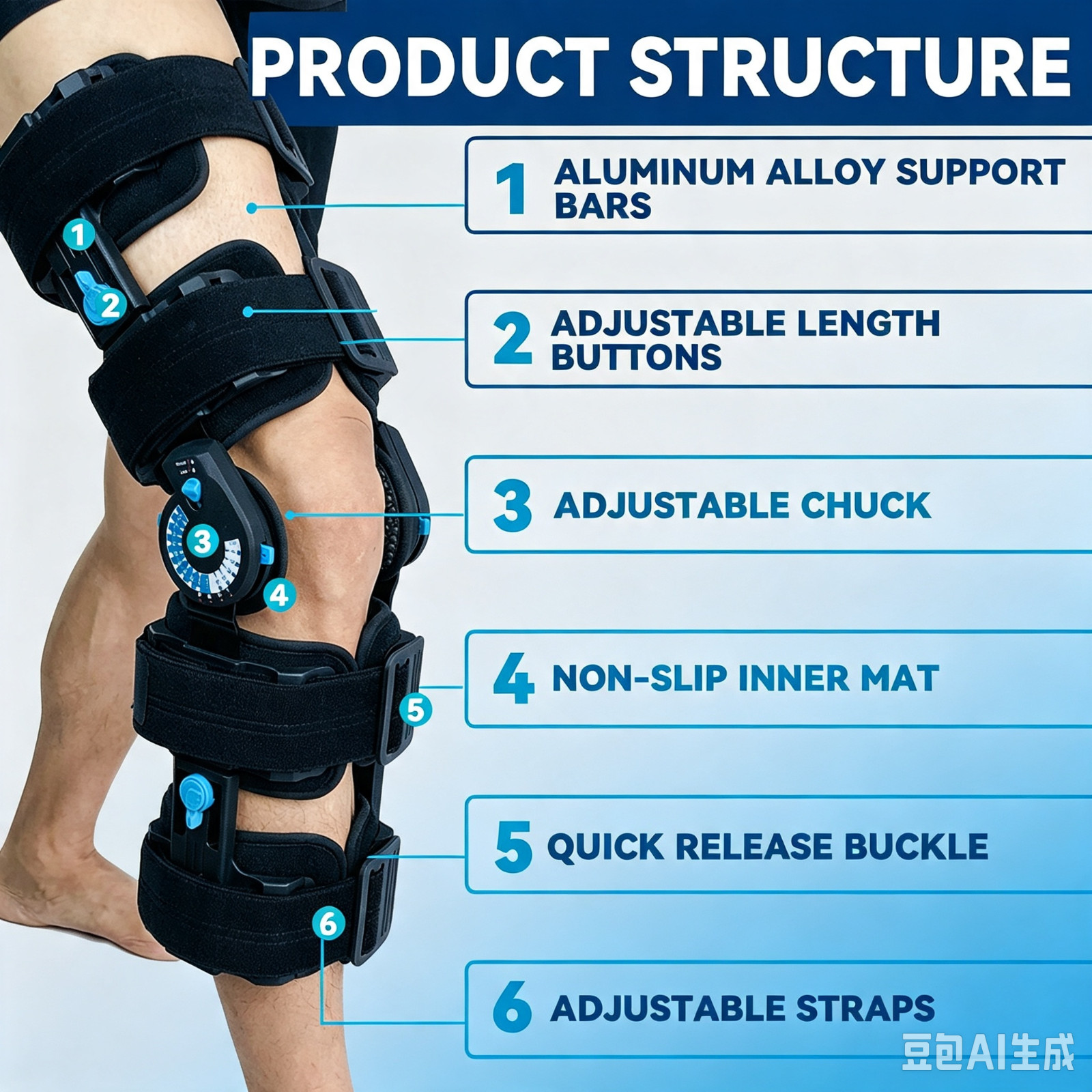 Hinged Post Op Knee Brace Support Orthosis Immobilizer for ACL, PCL and MCL