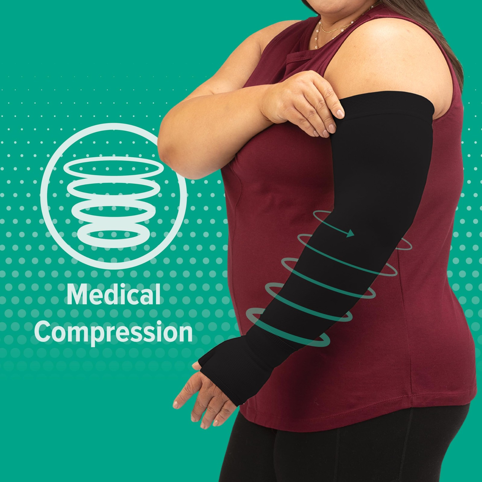 Soft 2001, Compression Armsleeve with Silicone Top Band, 20-30 mmHg, Max, Reg…