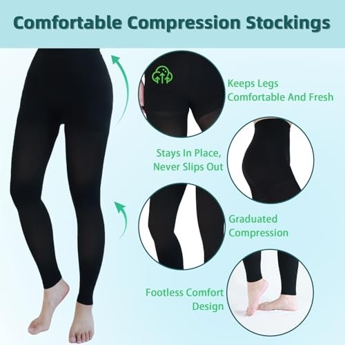 20-30mmHg Compression Pantyhose for Women – Medical Support Stockings, Footless