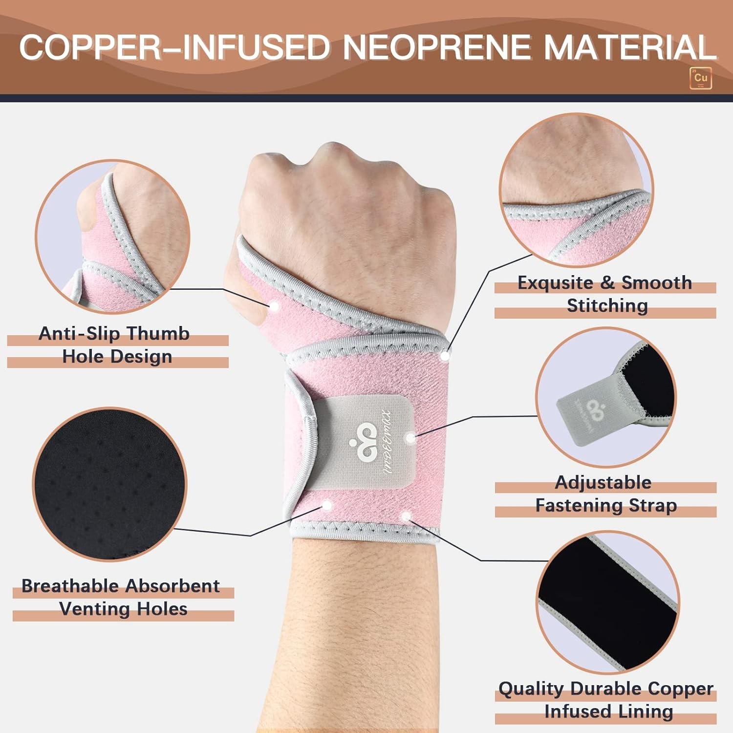 2 Pack Copper Support for Carpal Tunnel, Pain Relief, Arthritis, Tendonitis, …