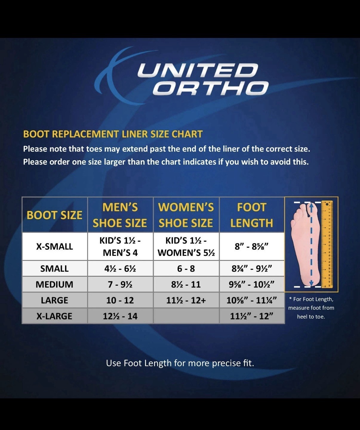 New United Ortho Short Cam Walker Fracture Boot Liner, For USA14105 & 12105 Boot