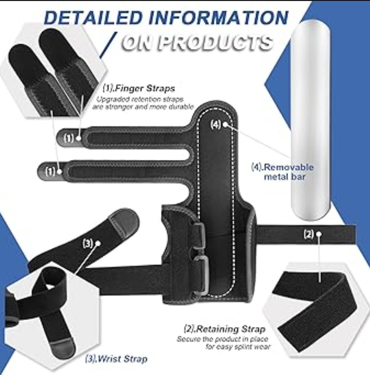 Finger Splint: Support the Middle, Index, little or Ring Finger S-M (Left Hand)