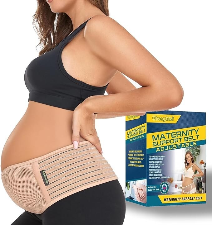 ChongErfei Maternity Support Belt Adjustable Beige