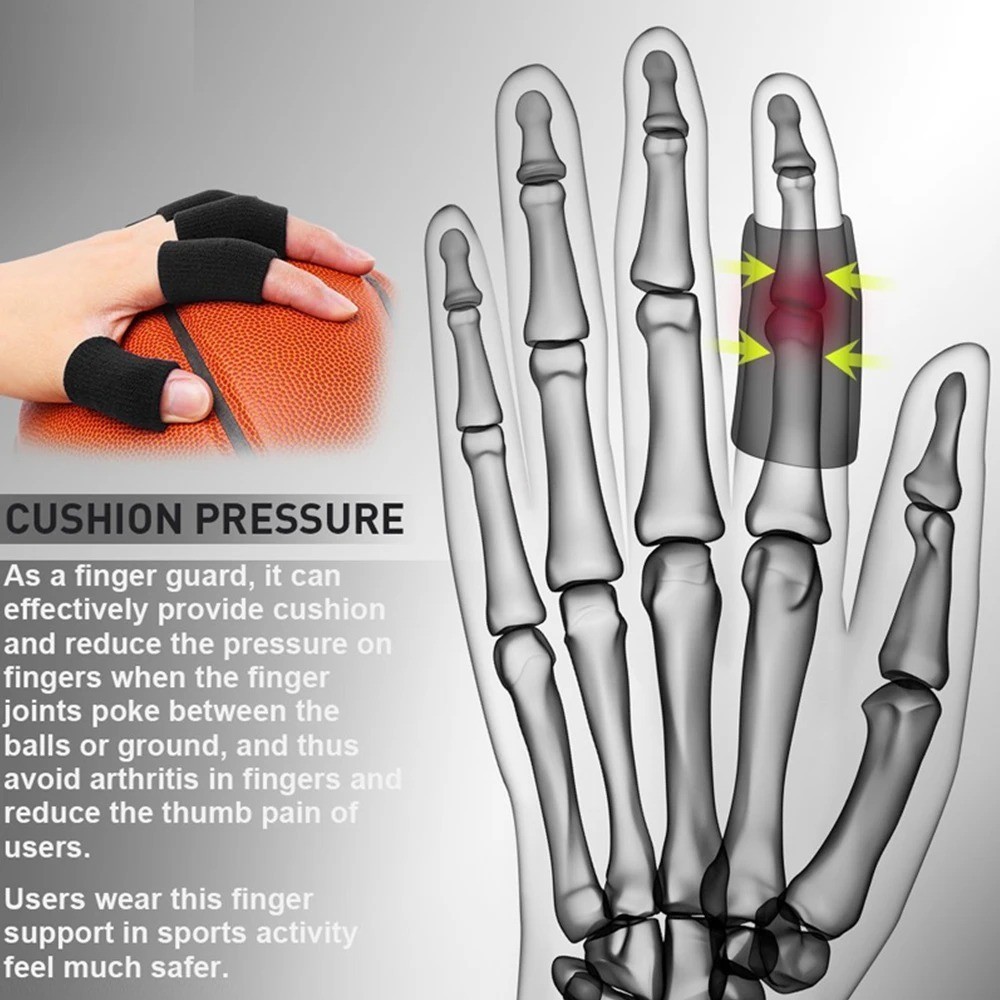 10pcs Finger Compression Sleeves Protector Support Pain Management Elastic Fiber