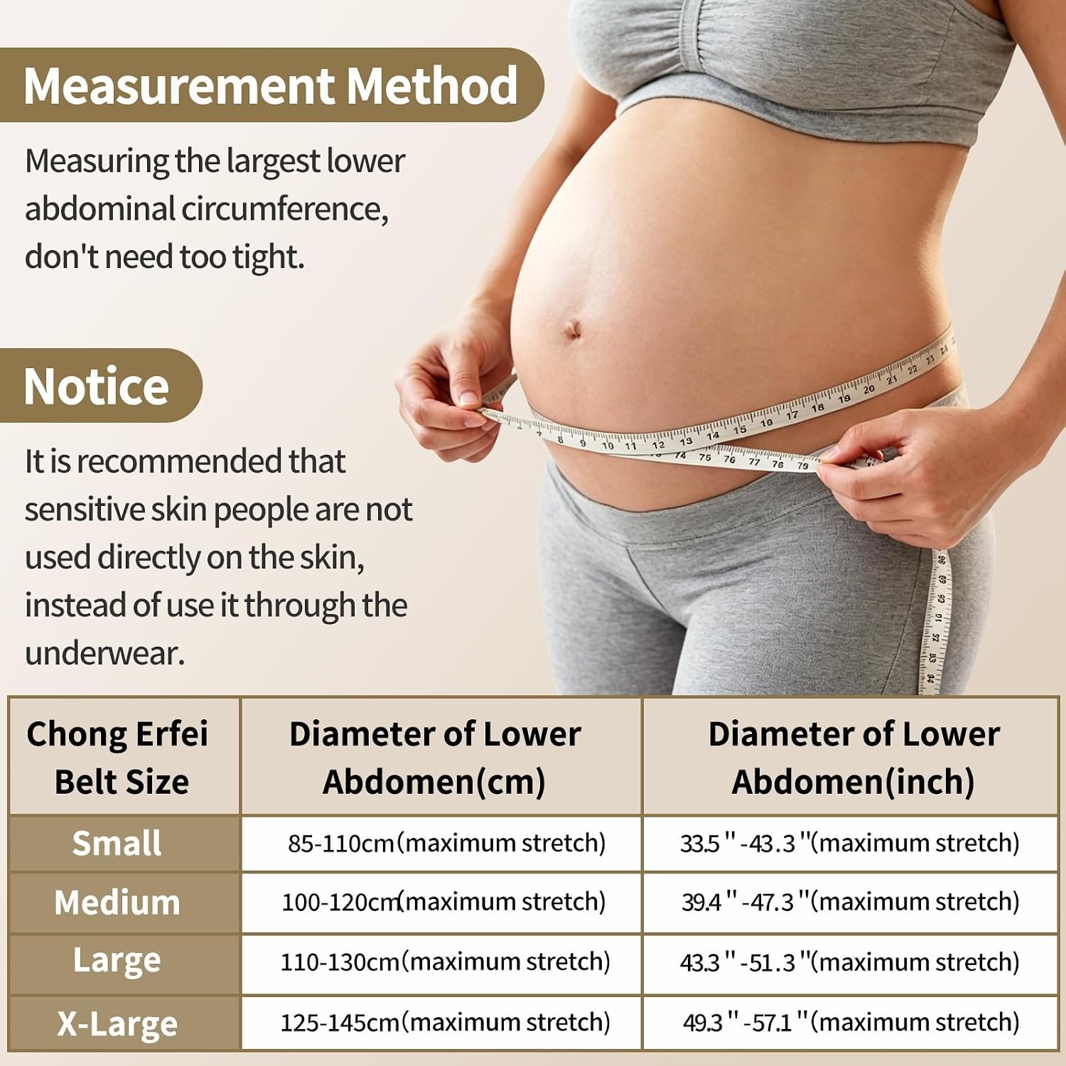 Maternity Support Belt Pregnancy Belly Band for Pregnant Women Size M Beige