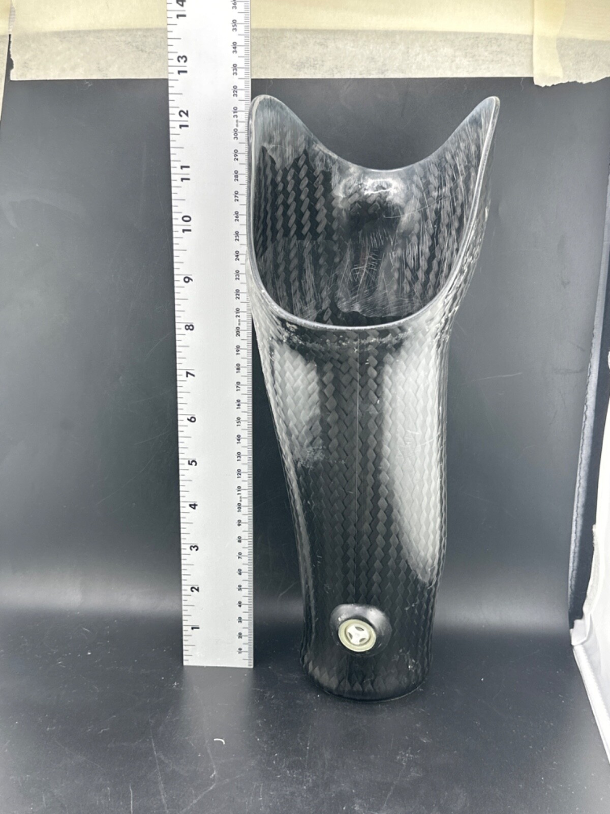 Below knee prosthetic socket. Not for medical use. Left