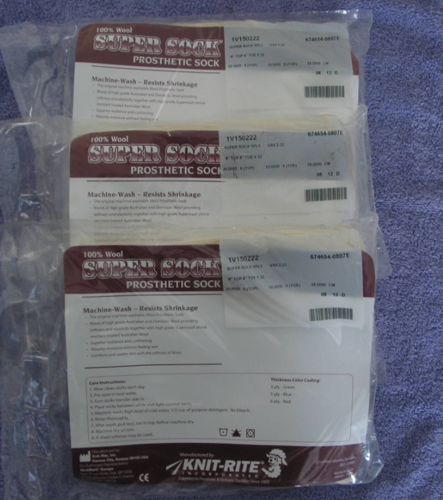 Knit-Rite Super-Sock Prosthetic Wool Socks #1V150222 / 674654-0807E