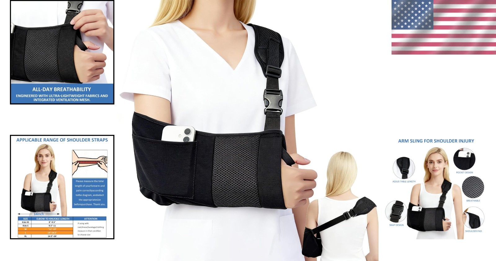 Ergonomic Arm Sling Brace for Effective Immobilization – Medium Size for Adults