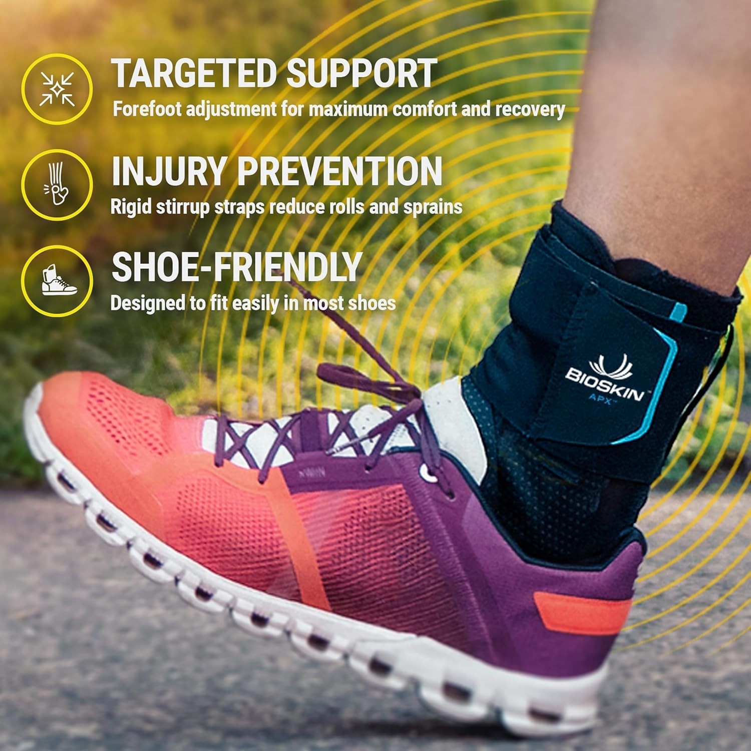Sprained Ankle Brace – No Lace, Figure-8 Wrap, Adjustable Compression (Large)