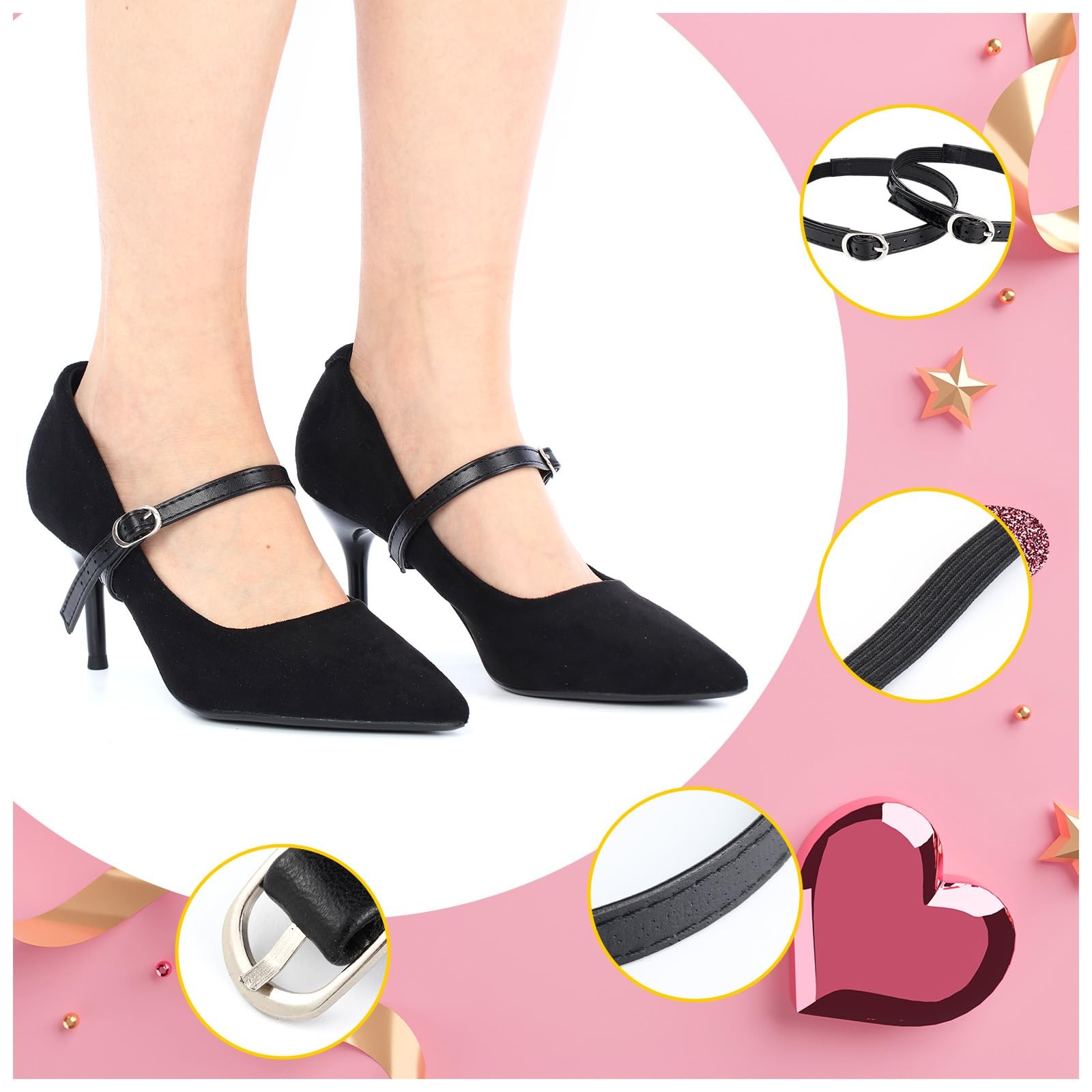 12 PCS Detachable Shoe Ankle Straps Adjustable PU Leather Belt Loose Heels