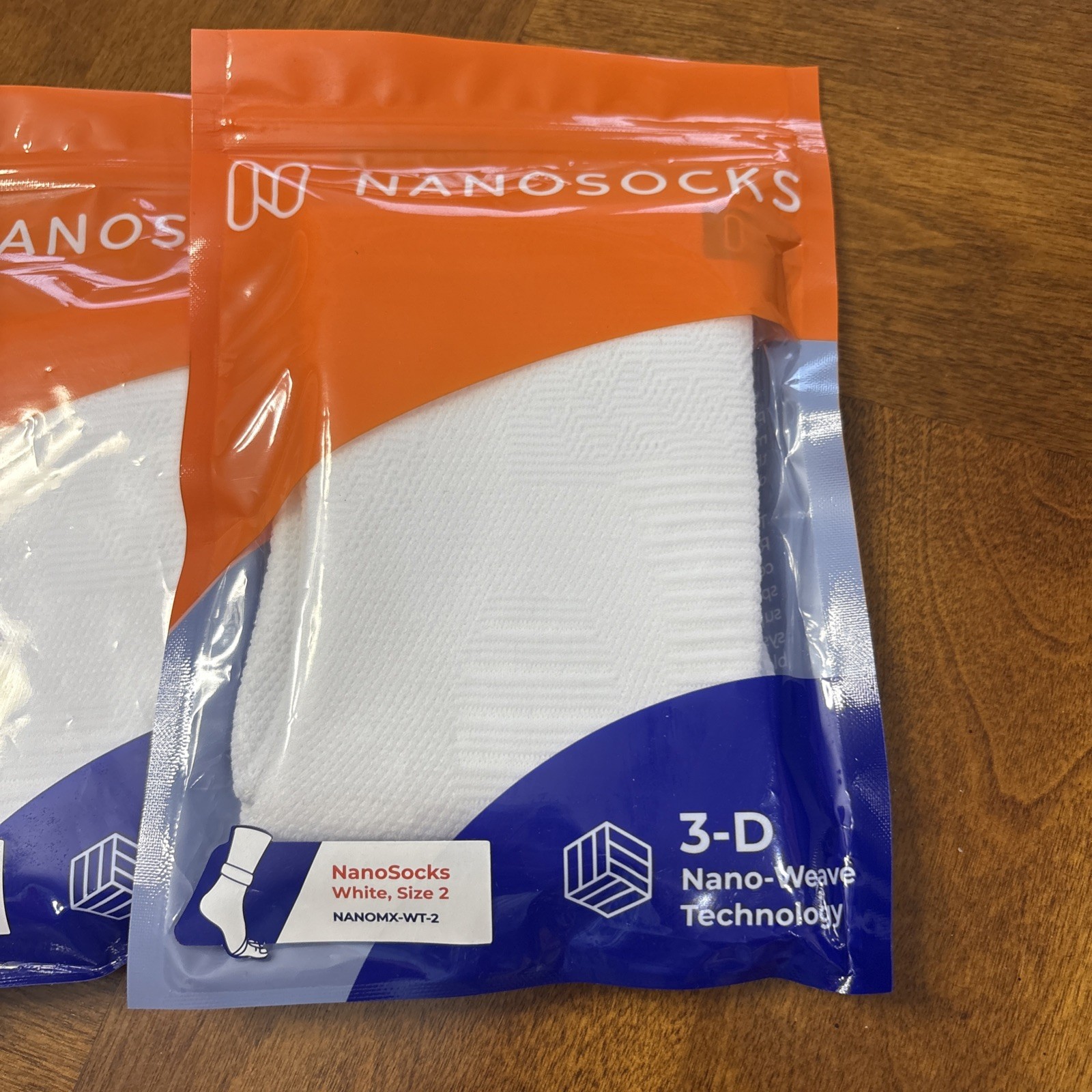 3 Pair NANOSOCKS 3D Nano-Weave White Compression Socks Size 2 NANOMX-WT-2