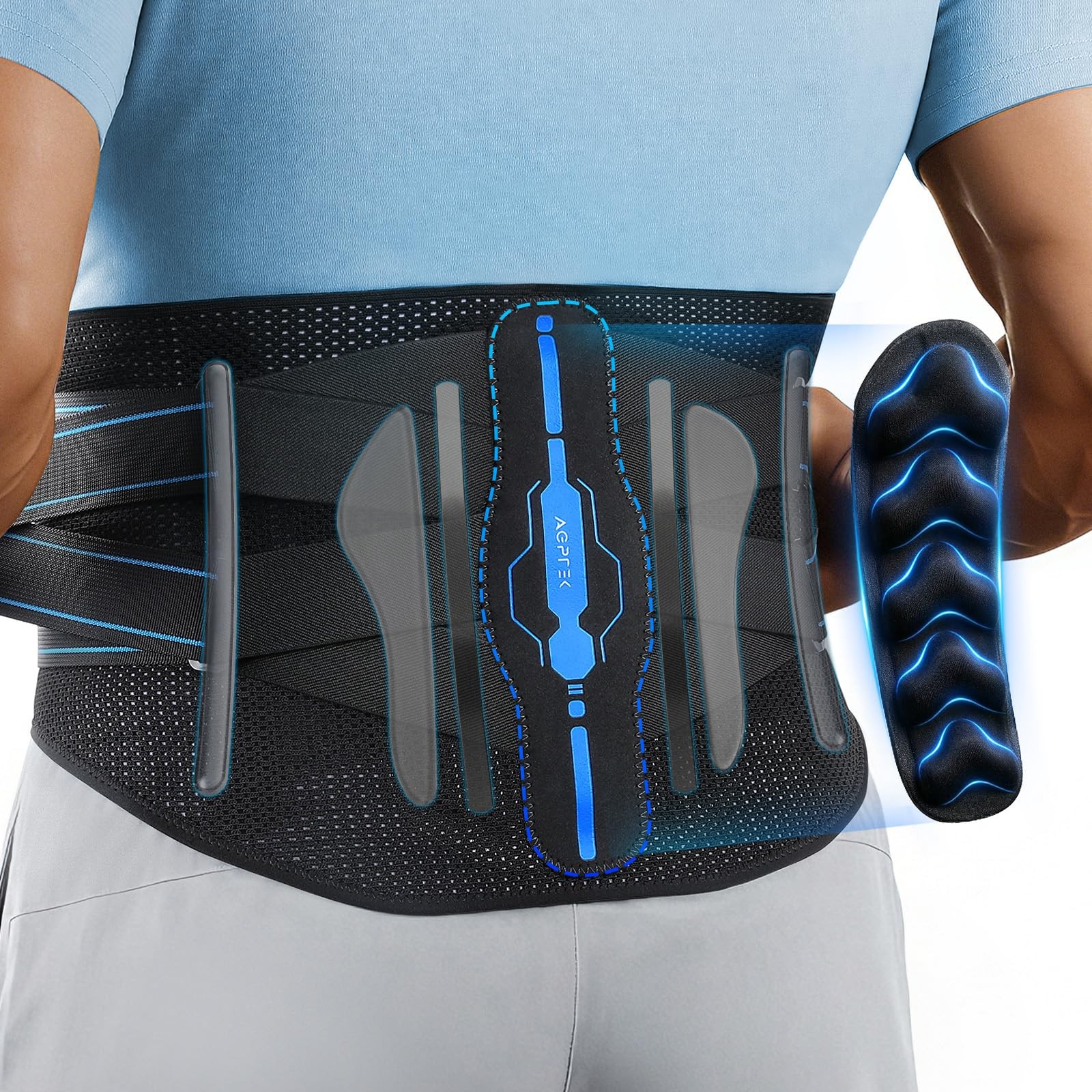 AGPTEK Back Brace for Lower Pain Relief, Breathable Air Mesh Large