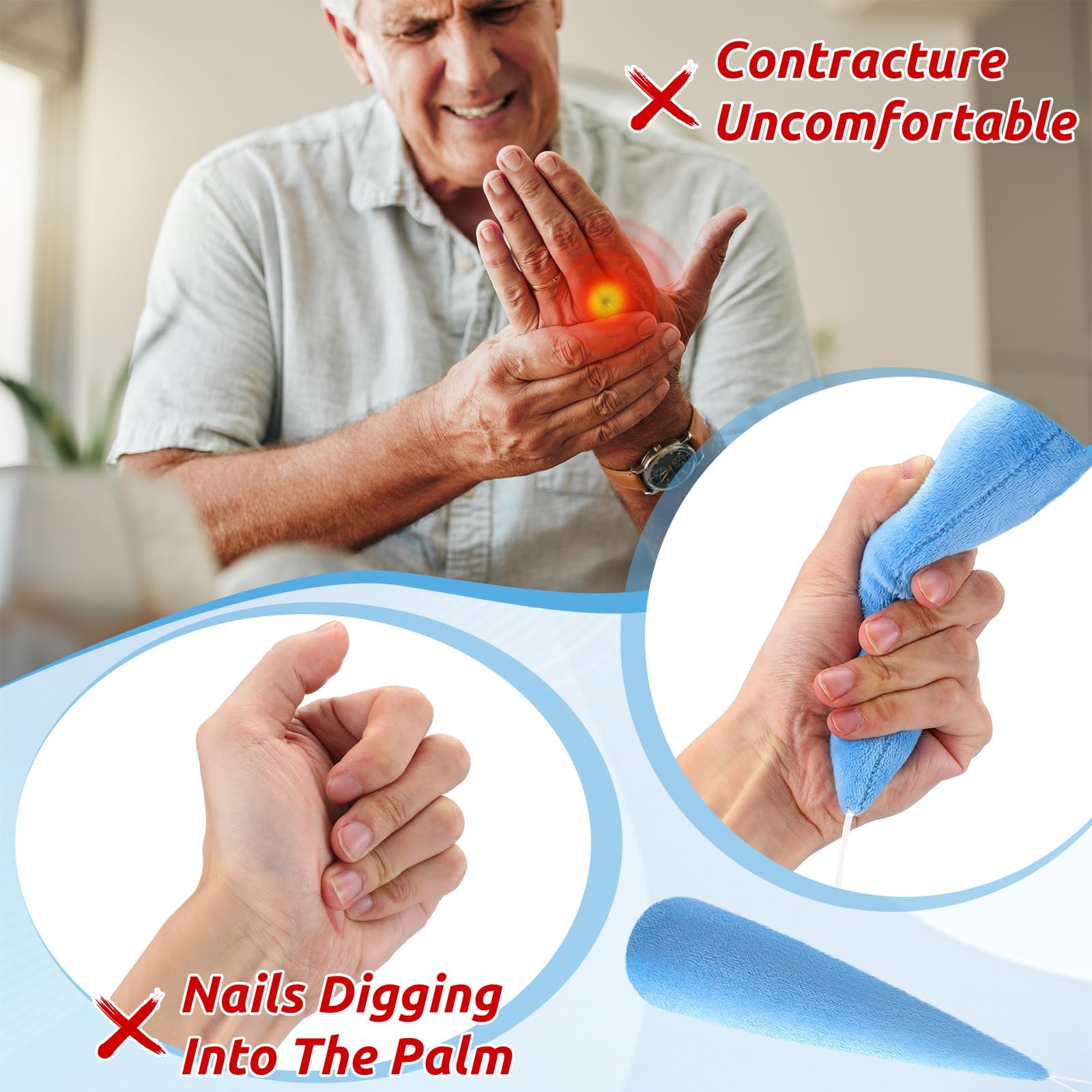 Palm Protector Hand Carrot Shape Contracture Cushion Finger Support 4 PCS