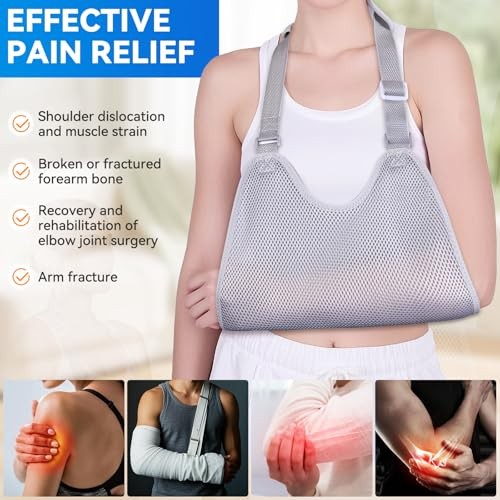 Mesh Arm Sling, Shoulder Immobilizer with Adjustable Shoulder Straps for Medium