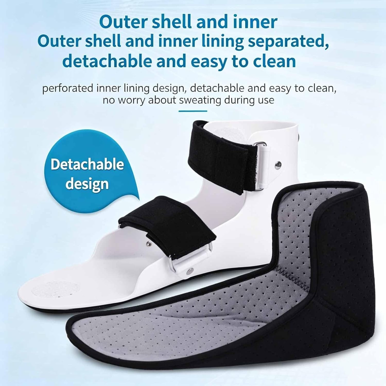 Adjustable Rigid Ankle Support, Lightweight Stabilizer Breathable Liner Left