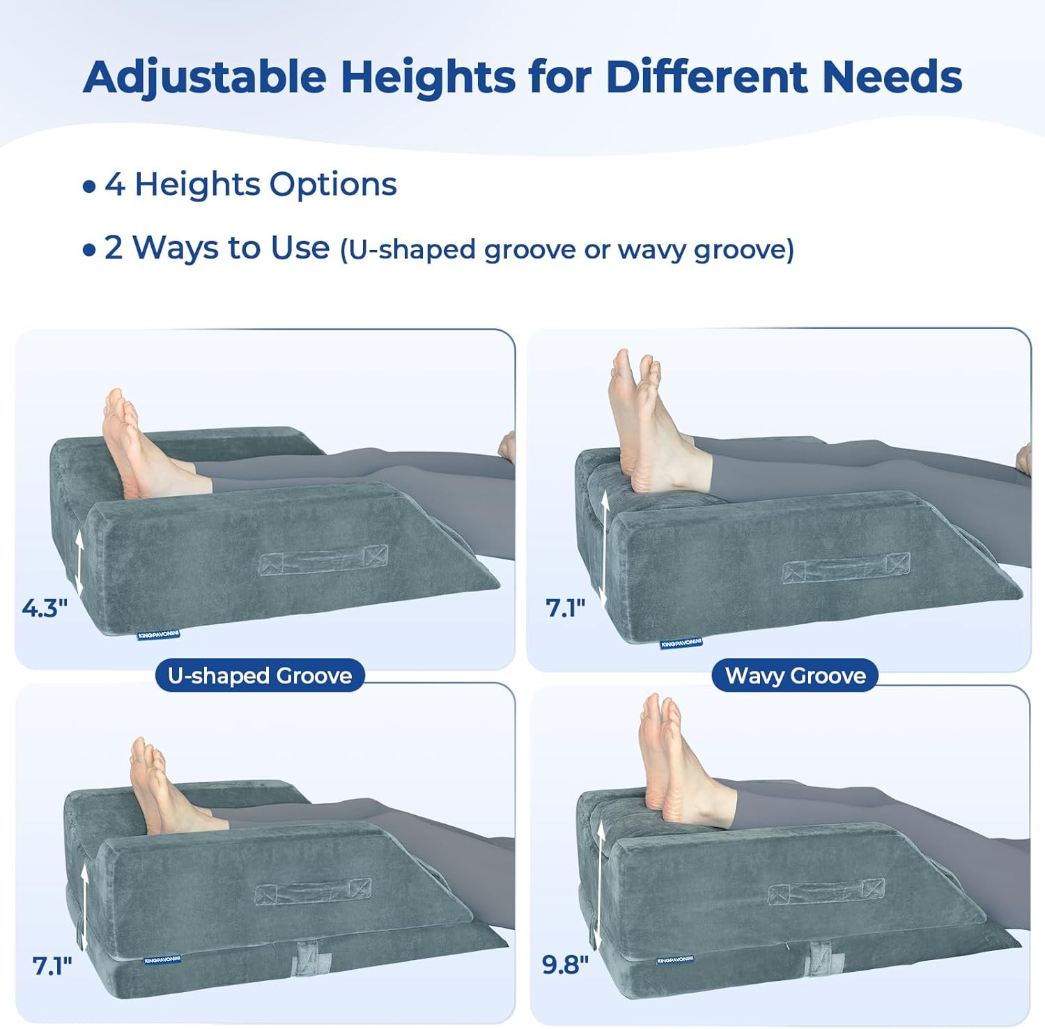 Adjustable Memory Foam Leg Elevation Pillows for Pain Relief & Comfort
