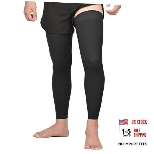 Full Leg Compression Sleeves, Unisex, Thigh High Compression Small All Black