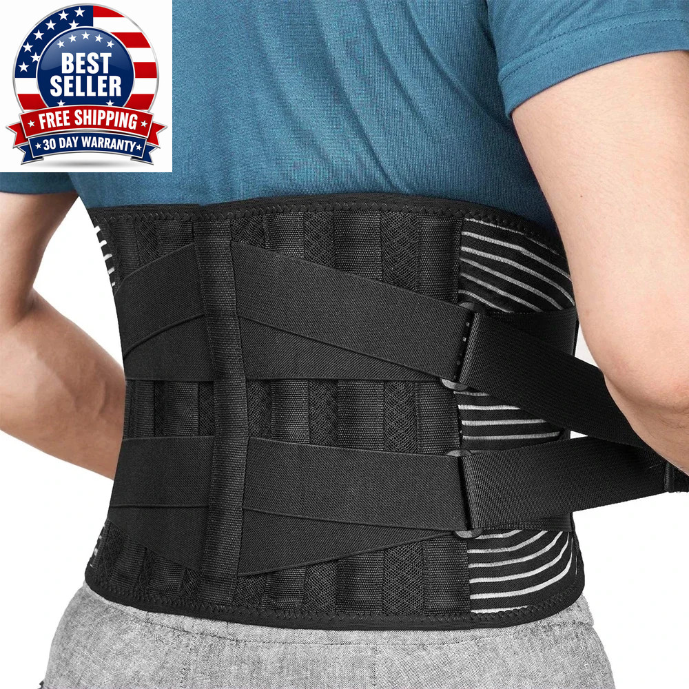Lower Back Brace with 6 Stays Anti-Skid Orthopedic Lumbar Support with Pad Breat
