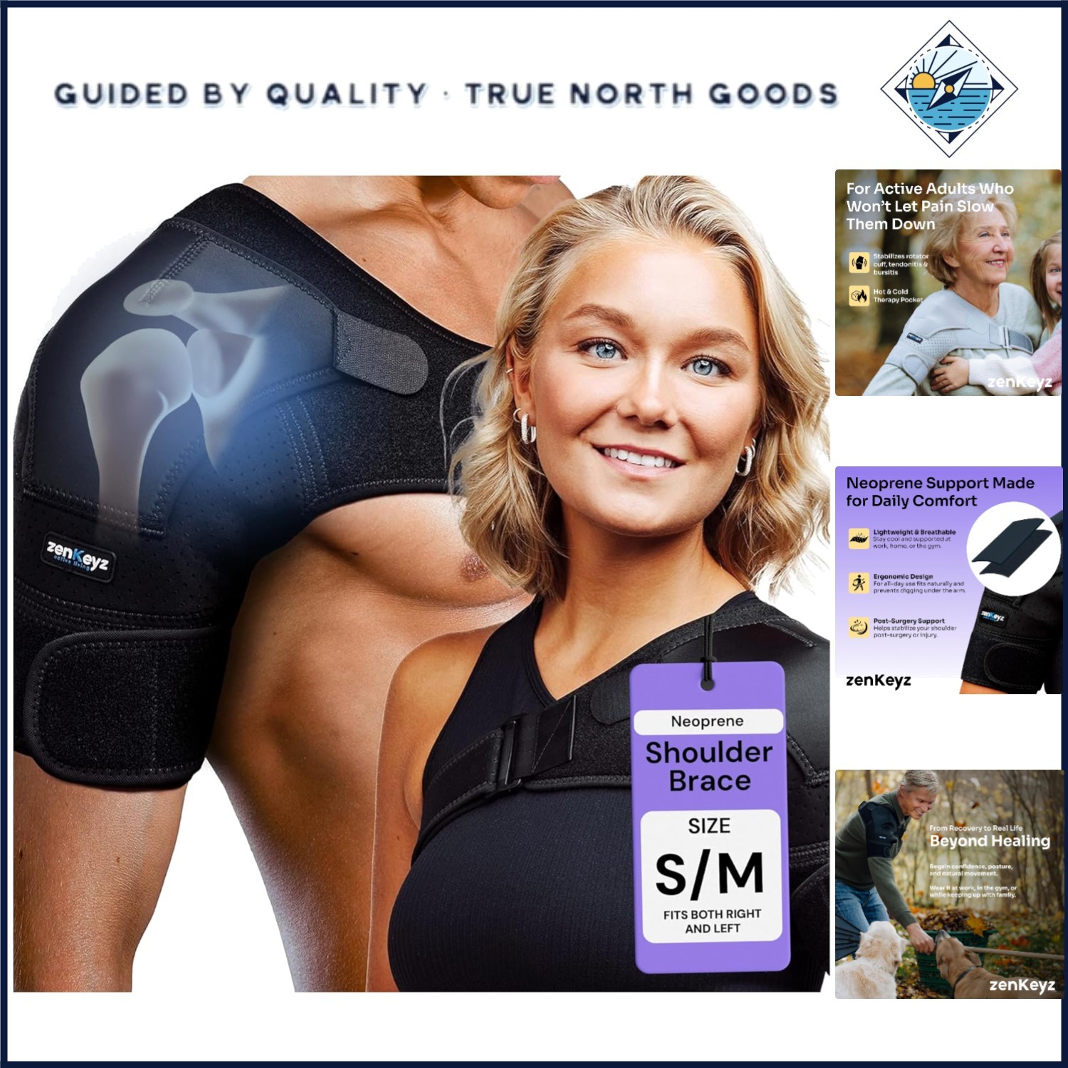Customizable Neoprene Shoulder Brace for Adult Sizes, Stabilizes Joint Area