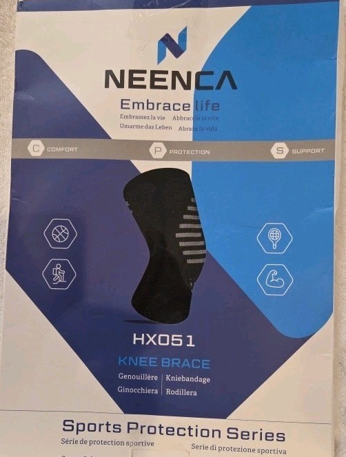 NEENCA Professional Knee Brace EMBRACE Life HX051 Gray/Black, Size XL NEW IN PKG