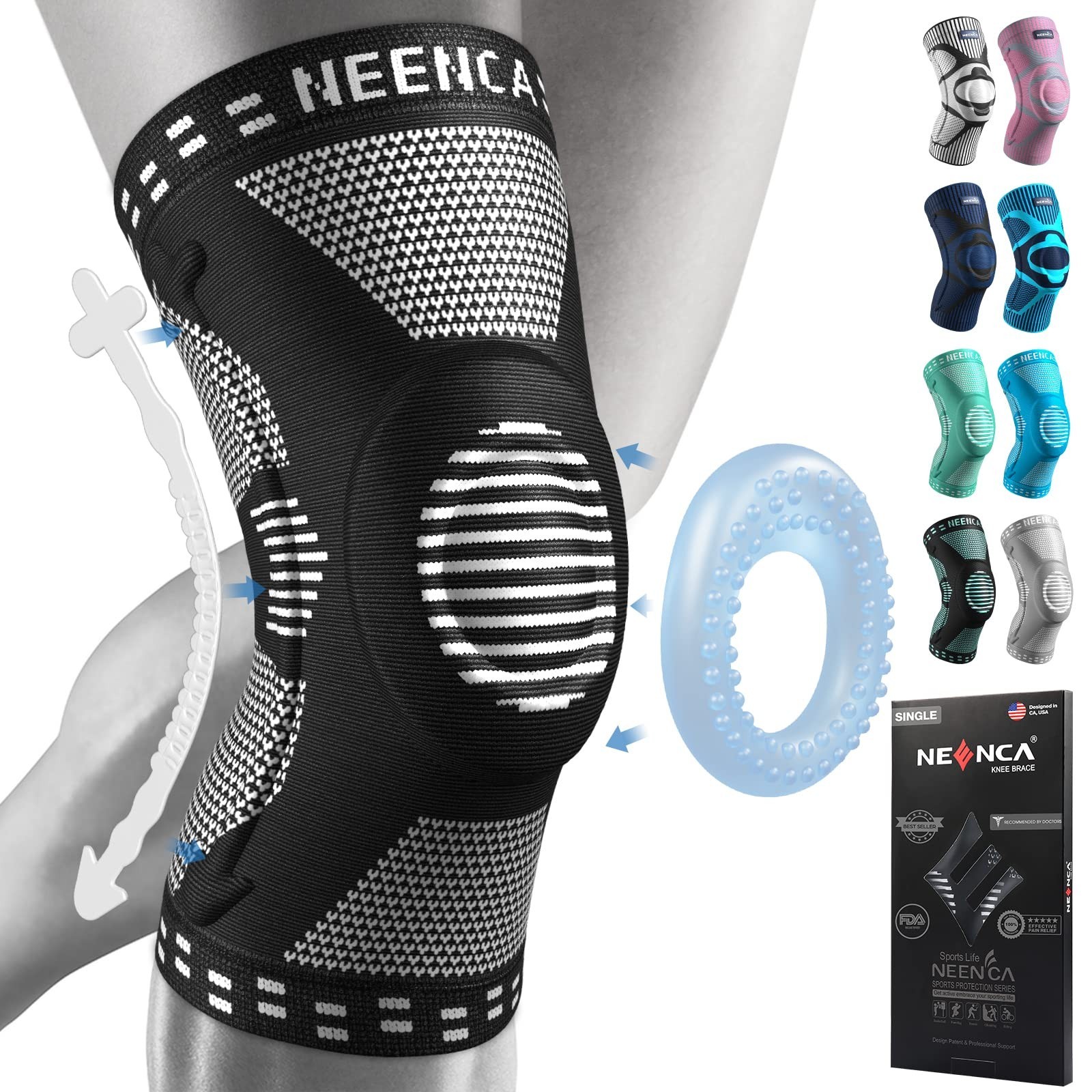 Knee Brace for Pain Relief – Compression Support with Stabilizers & Patella Pad,