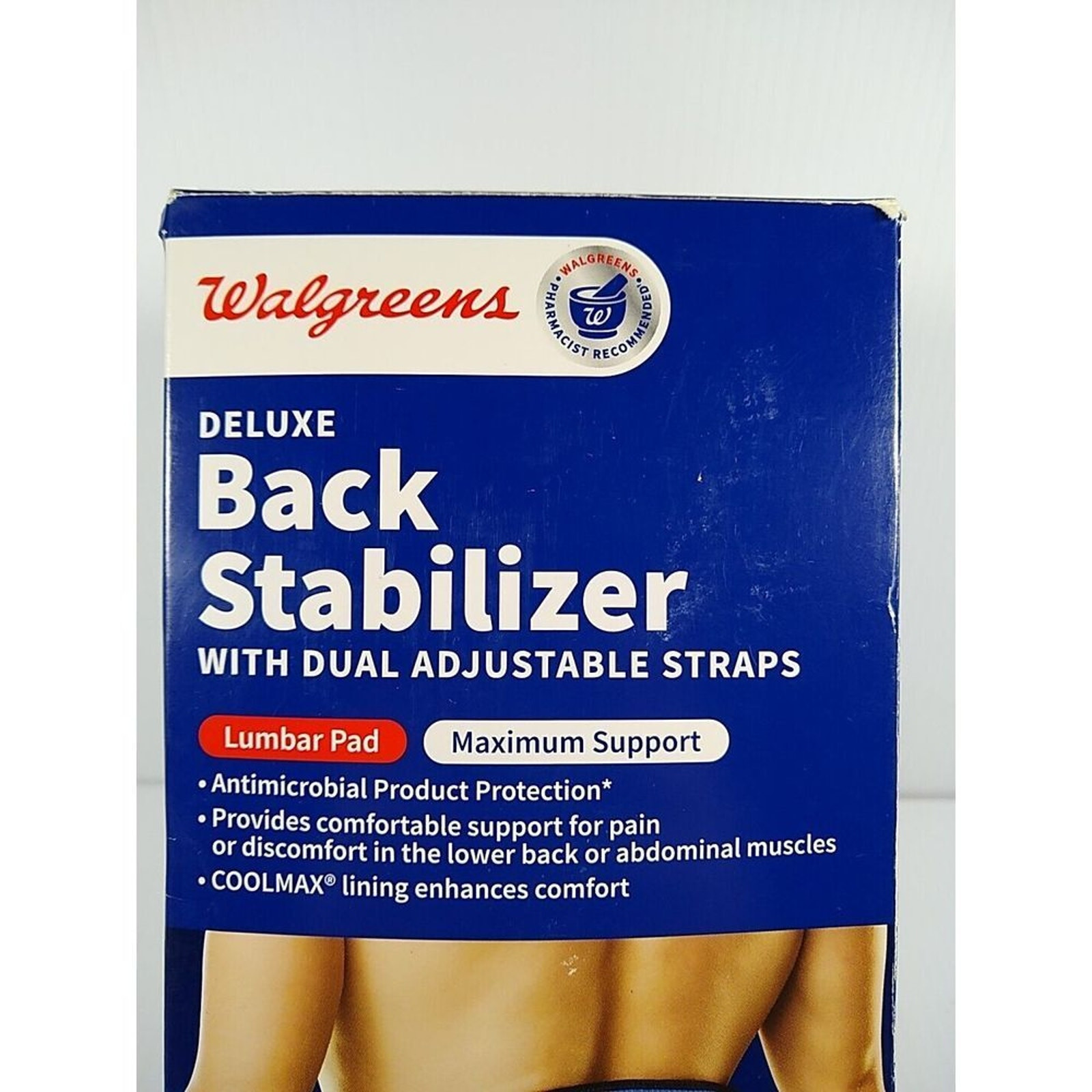 Walgreens Deluxe Back Stabilizer Support Belt Dual Adjustable Straps Size S/M