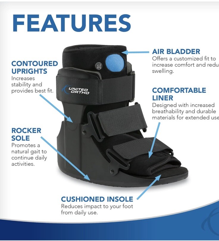 United Ortho Fracture Boot Adult Small New Left/Right FootM’s 5-7.5/W’s 6.5-8.5