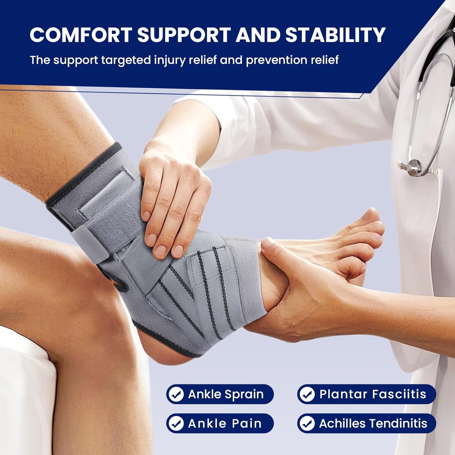 Ankle Brace Adjustable Support Stabilizer for Sprains Tendon Pain Left XL