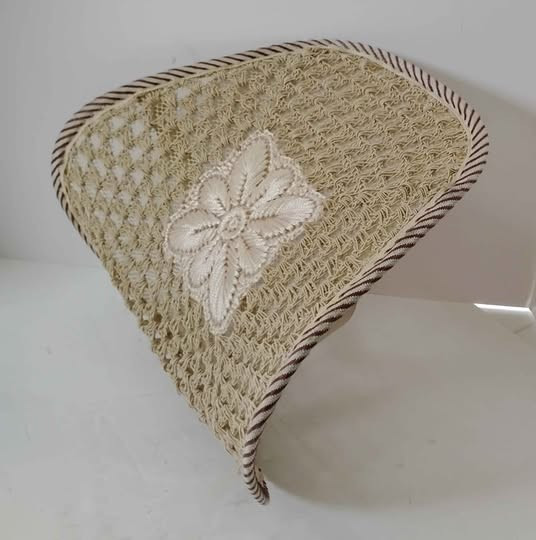 Auto Seat Back Support Cushion Beige Embroidery Stitched Floral Design Center