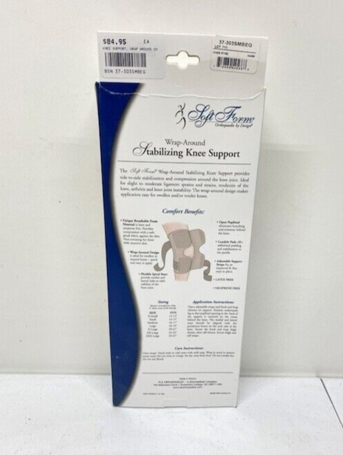 Fla Soft Form Wrap Around Stabilizing Knee Support Beige SMALL New