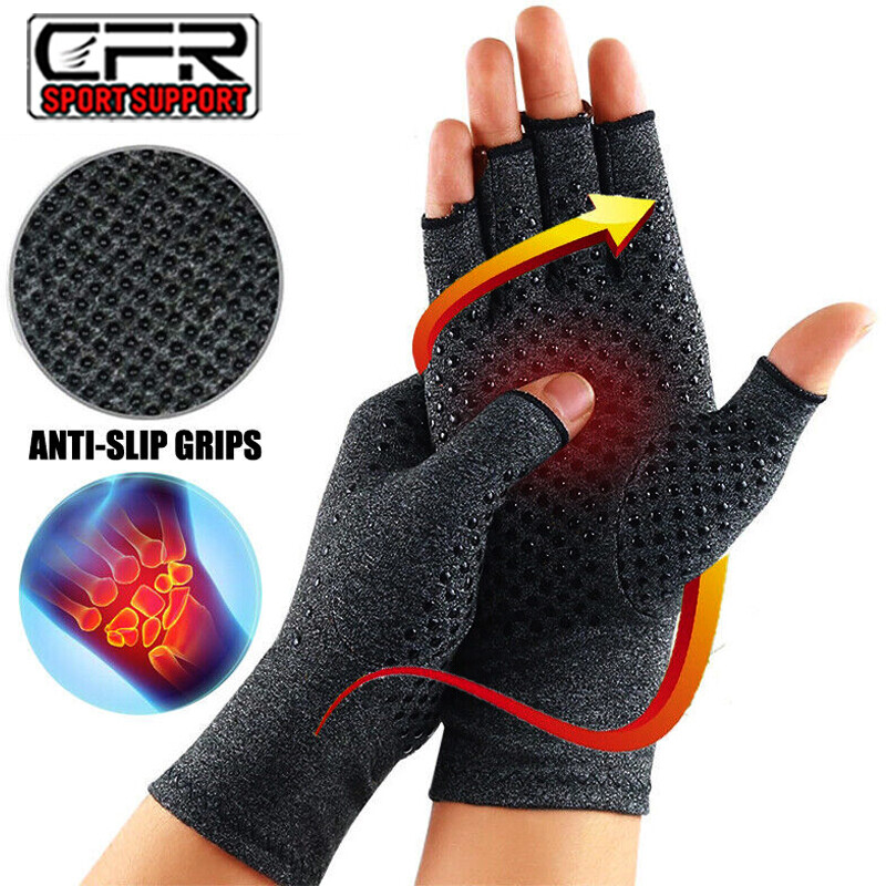 Copper Compression Gloves Carpal Tunnel Arthritis Therapeutic Brace Pain Relief