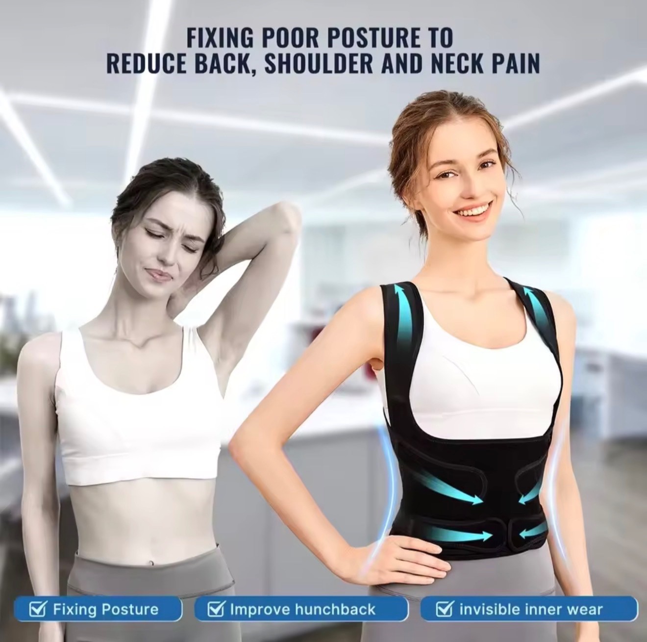 Adjustable Posture Corrector Low Back Support Shoulder Brace Belt for Men Women