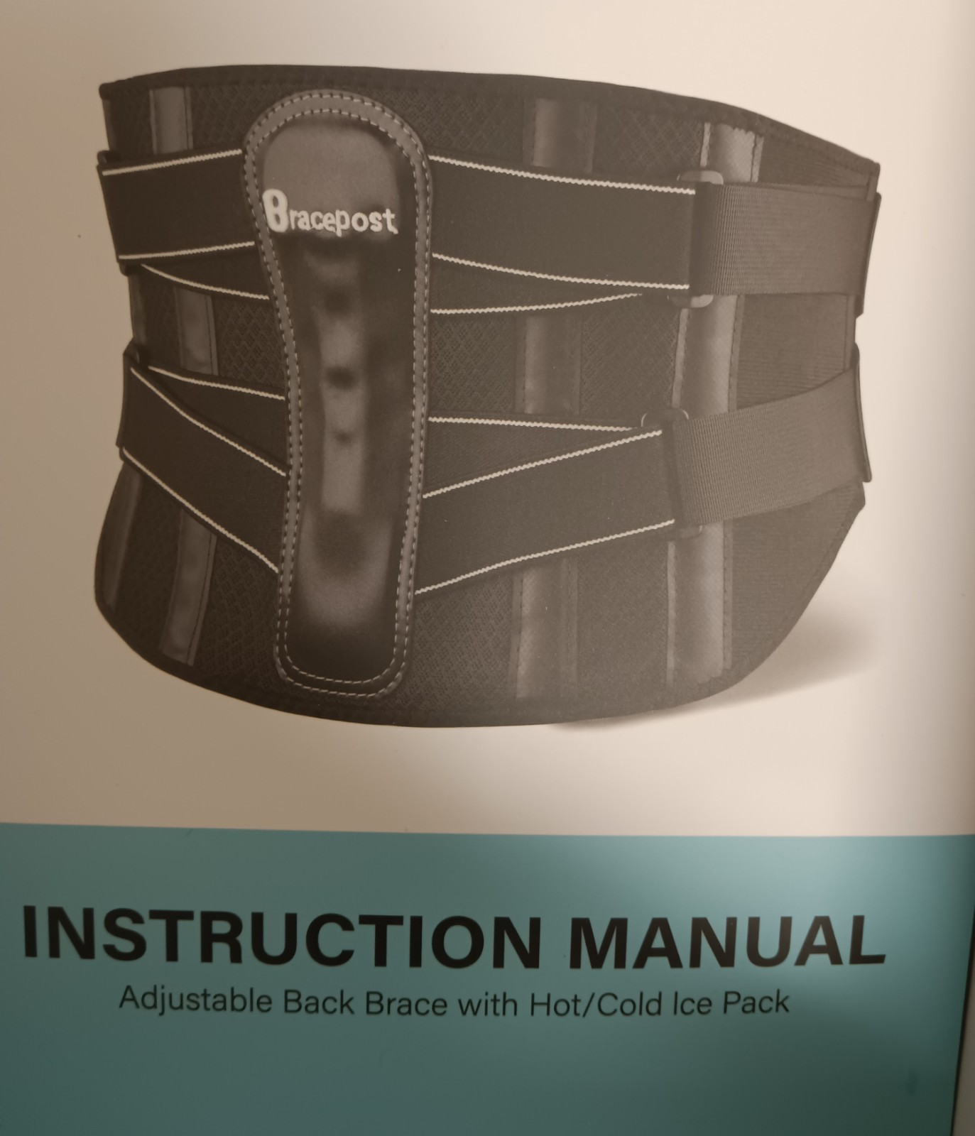 BRACEPOST Lower Back Brace, Adjustable Hot/Cold Pack, One Size fits all