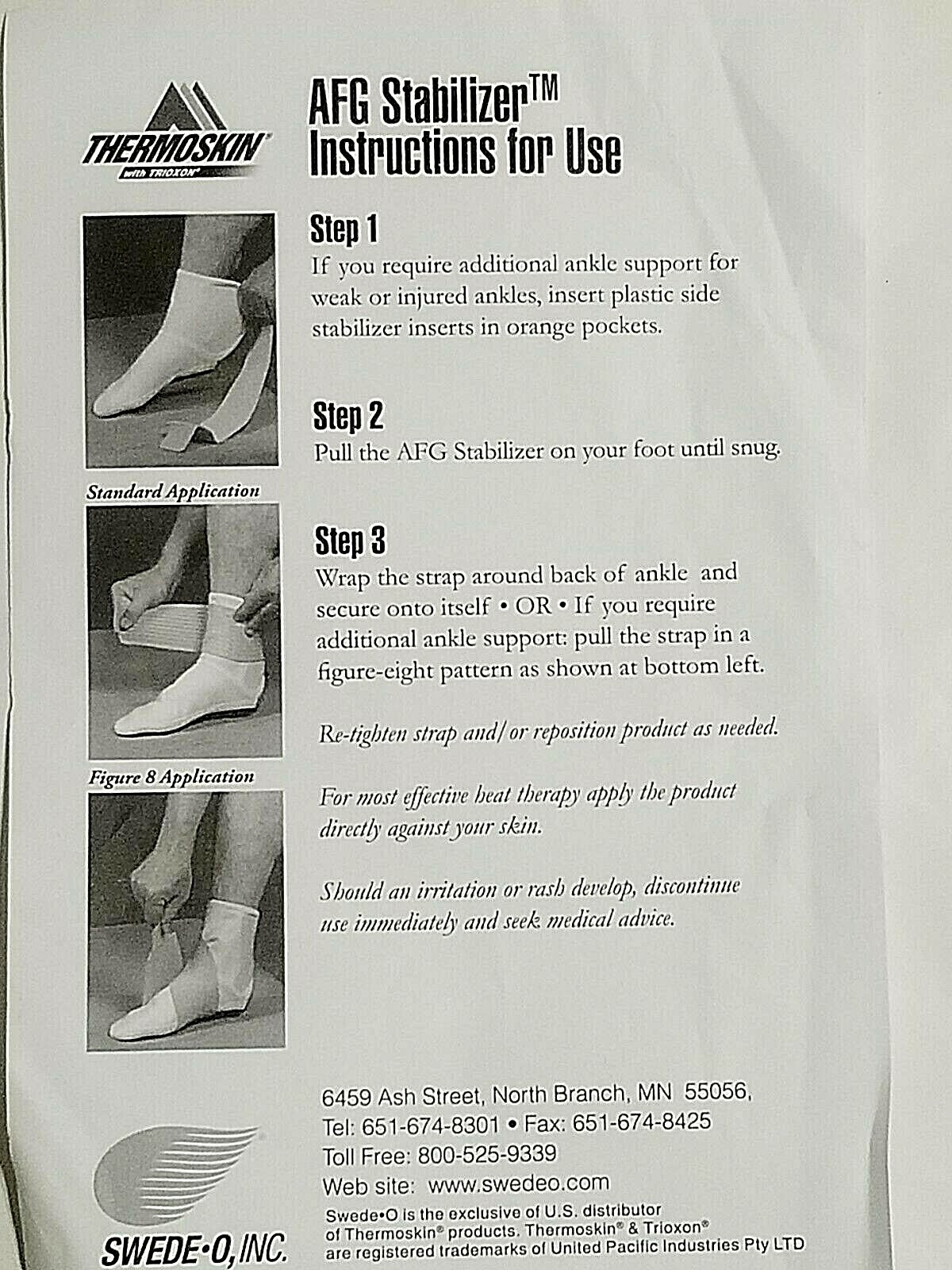 NEW Thermoskin W/Trioxon ~ XLG ~ Ankle AFG Stabilizer Therapy removable Supports