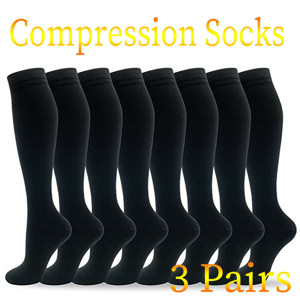 3Pairs Medias De Womens Knee High Compression Socks 15-20mmhg Pain Relief Foot
