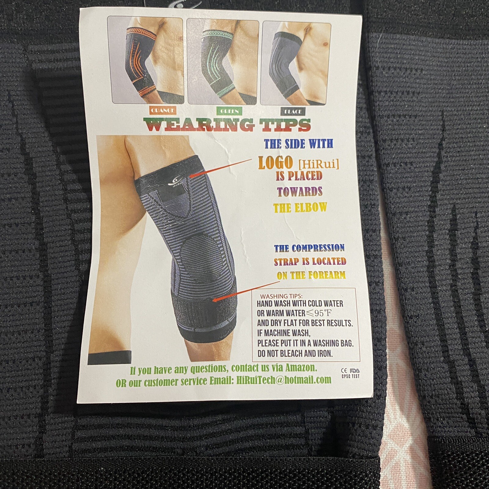 Hirui Elbow Brace Sleeve Support Compression Black 2pk Adjustable Pain Relief