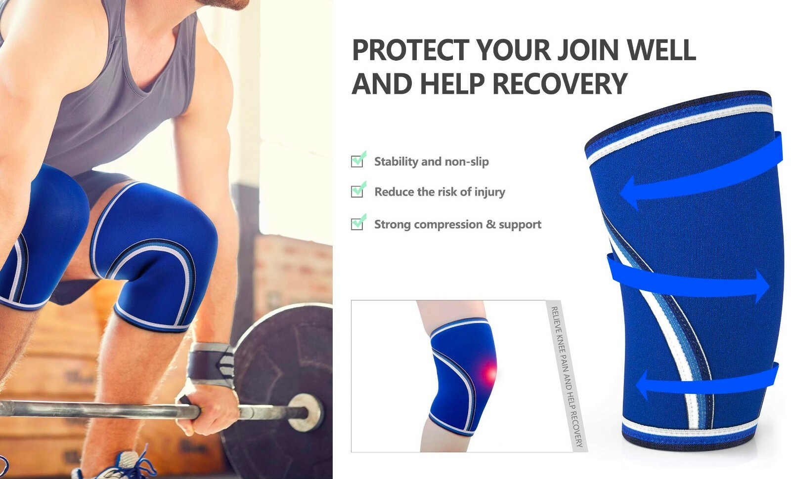 Zfit Neoprene Compression Knee Sleeve Weightlifting, Injury Recovery ( 2 Pack )