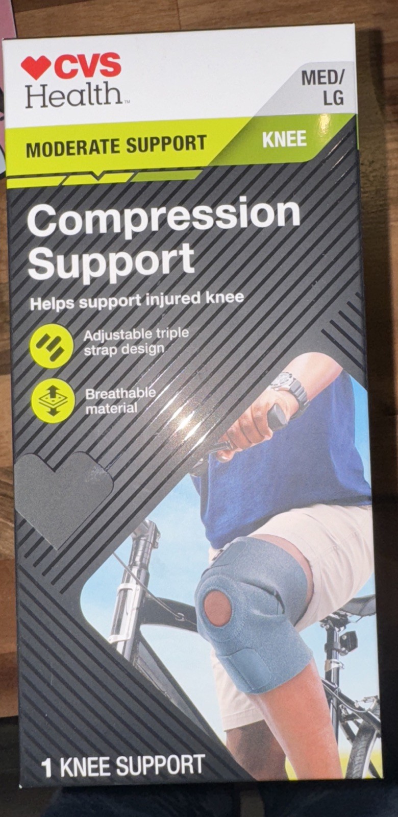 CVS Health Compression Knee Support Breathable Material Size Med/Lrg