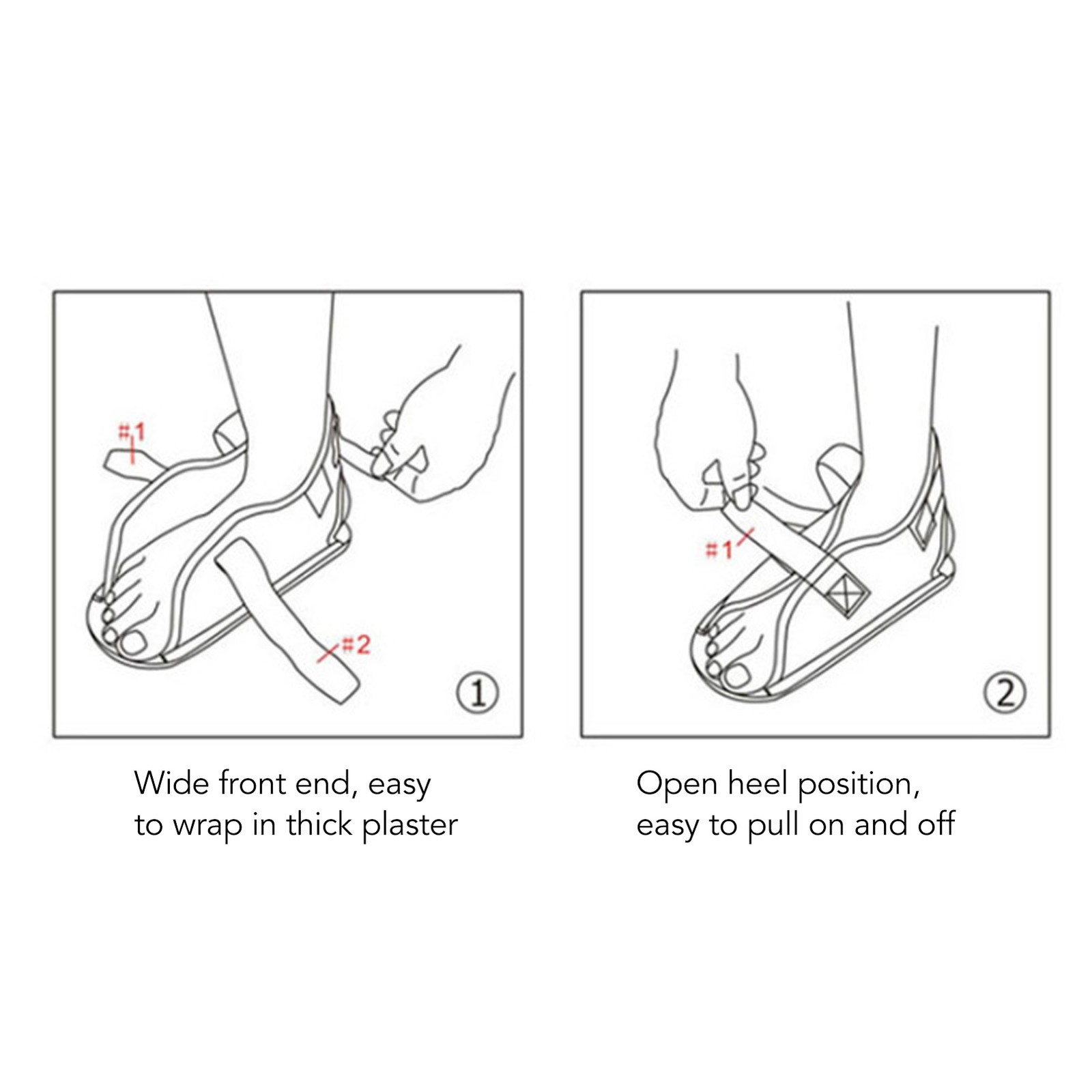 1 Pair Plaster Cast Shoes Comfortable Open Toe Design For Recovery