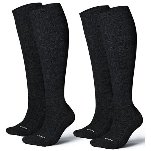 Bamboo Viscose Graduated Compression Socks for Women&Men – Large Black